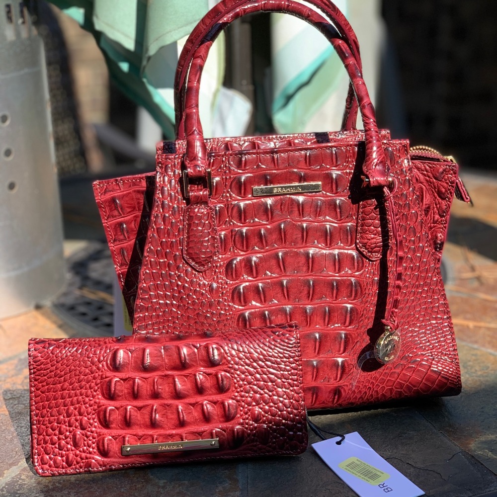 🌹SOLD!!!Brahmin Mini Priscilla Satchel Tart Wine with Wallet NWT